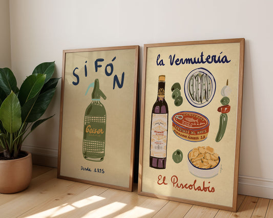 Pack de 2 ilustraciones "Sifón y Vermutería" SIN MARCO