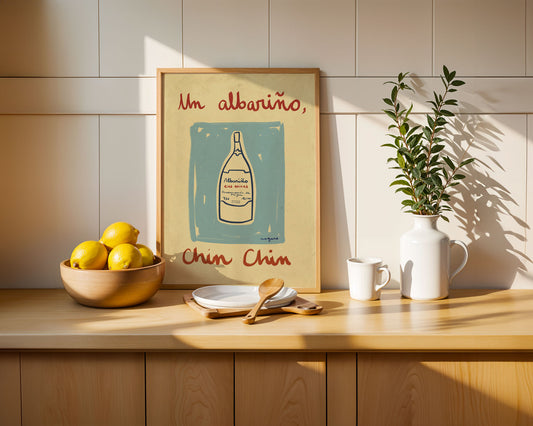 Ilustración "Un Albariño, chin chin" SIN MARCO