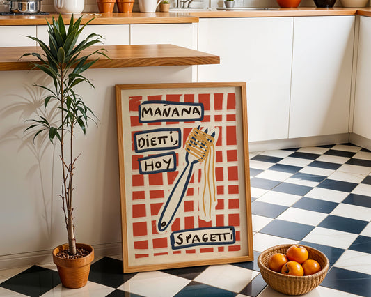 Ilustración "Mañana dietti hoy spaghetti" SIN MARCO