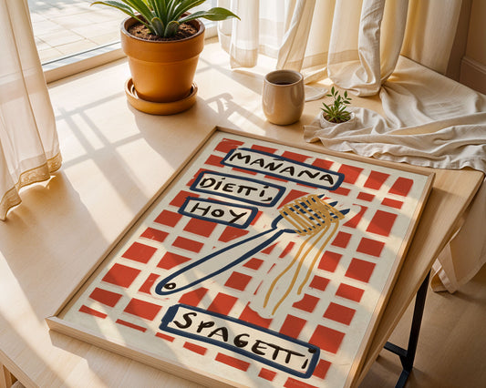 Ilustración "Mañana dietti hoy spaghetti" SIN MARCO